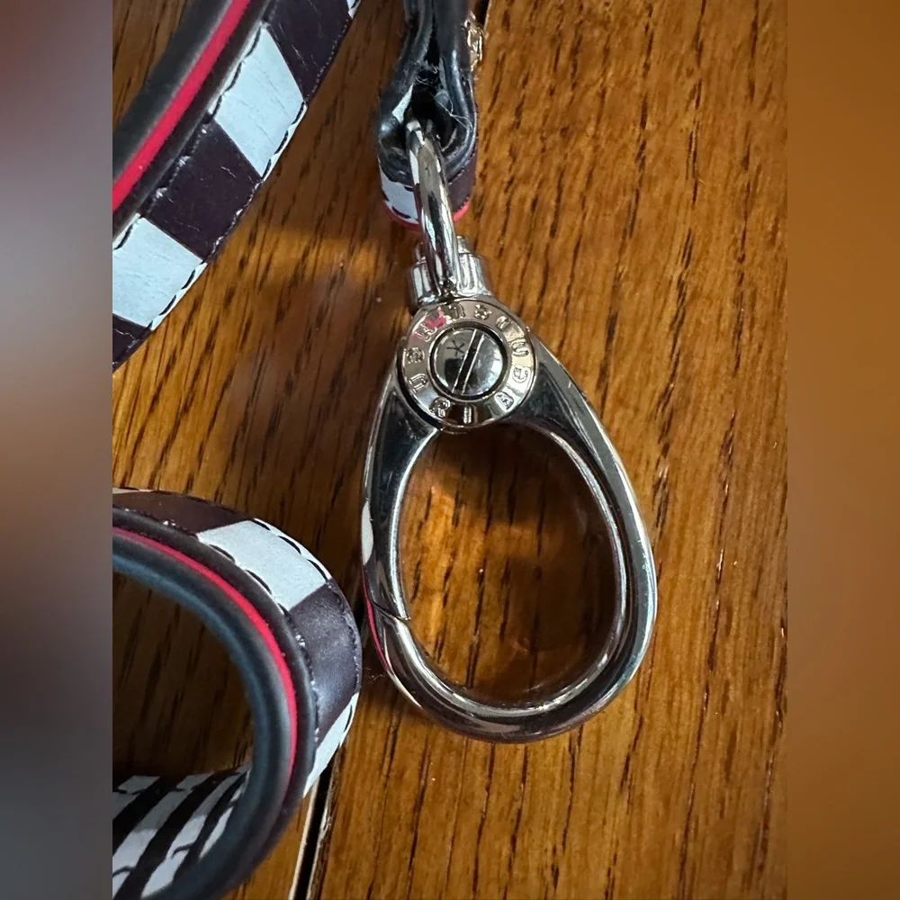 Vintage NWT Henri Bendel Centennial Stripe Safianno Leather Pet Collar Leash Set
